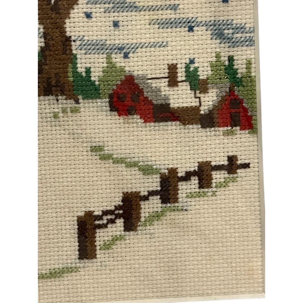 NEW Framed Handmade Christmas Cross Stitch Art Montecito, California FAST SHIP - Picture 6 of 6